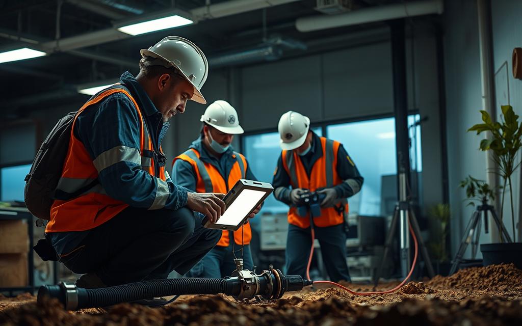 كشف تسرب الماء تحت البلاط