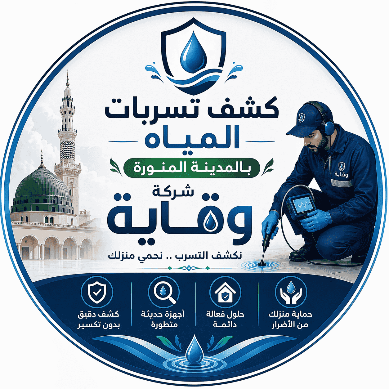 شعار كشف تسربات المياه المدينة المنورة شركة وقاية